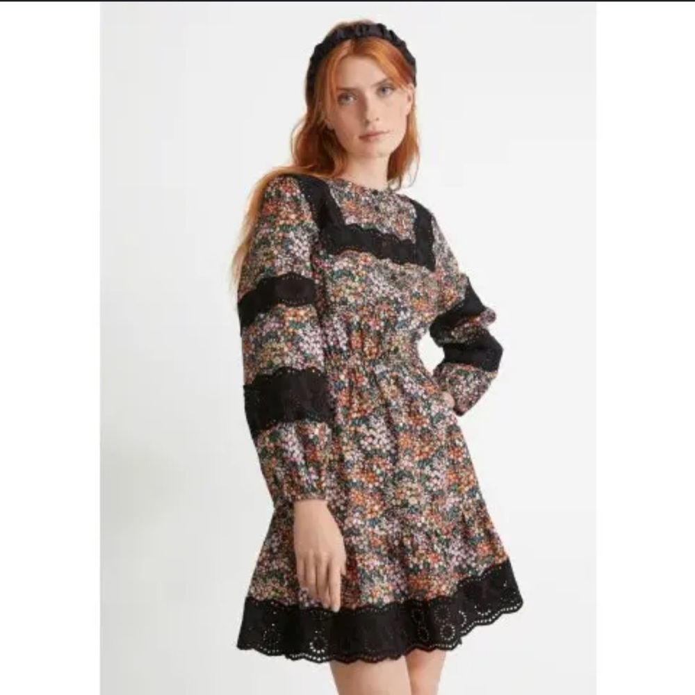 & Other Stories Paris Atelier Embroidered Floral Mini Dress – Size 6